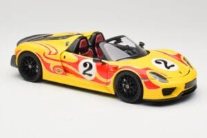 Porsche 918 Spyder Weissach Package Žltý S Pruhmi Minichamps 1:18 110062446 Kov – obrázok 6 z 8