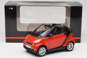 Smart Fortwo W451 Kabrio Červený Čierny Minichamps 1:18 150036333 Kov – obrázok 8 z 8