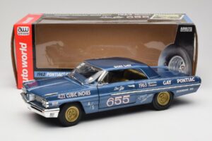 Pontiac Catalina Super Duty Super Stock #655 Modrý 1962 Auto World 1:18 AW201/06 Kov – obrázok 8 z 8
