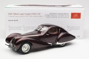 Talbot-Lago T150 C-SS Figoni & Falaschi Teardrop Tmavá Bordeaux Metalíza CMC 1:18 M-179 Kov – obrázok 2 z 6