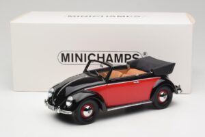 Volkswagen Beetle Kabriolet Čierny & Červený Minichamps 1:18 107054132 Živica – obrázok 6 z 6