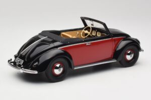 Volkswagen Beetle Hebmuller Kabriolet Čierny & Červený Minichamps 1:18 107054230 Živica – obrázok 2 z 6