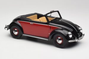 Volkswagen Beetle Hebmuller Kabriolet Čierny & Červený Minichamps 1:18 107054230 Živica – obrázok 4 z 6