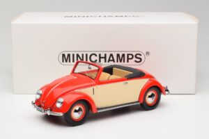 Volkswagen Beetle Hebmuller Kabriolet Červený & Krémový Minichamps 1:18 107054231 Živica – obrázok 6 z 6