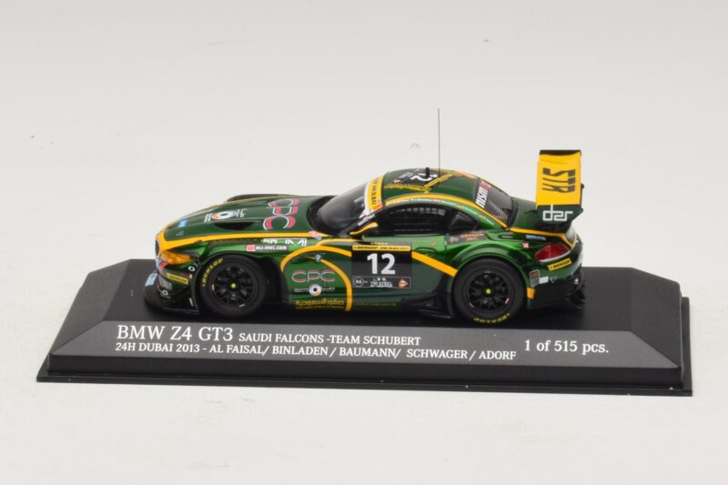 BMW Z4 GT3 Saudi Falcons #12 Al Faisal / Binladen 24 Hours of Dubai 2013 Minichamps 1:43 BMW Z4 GT3 Saudi Falcons #12 Al Faisal / Binladen 24 Hours of Dubai 2013 Minichamps 1:43 437132412 Kov