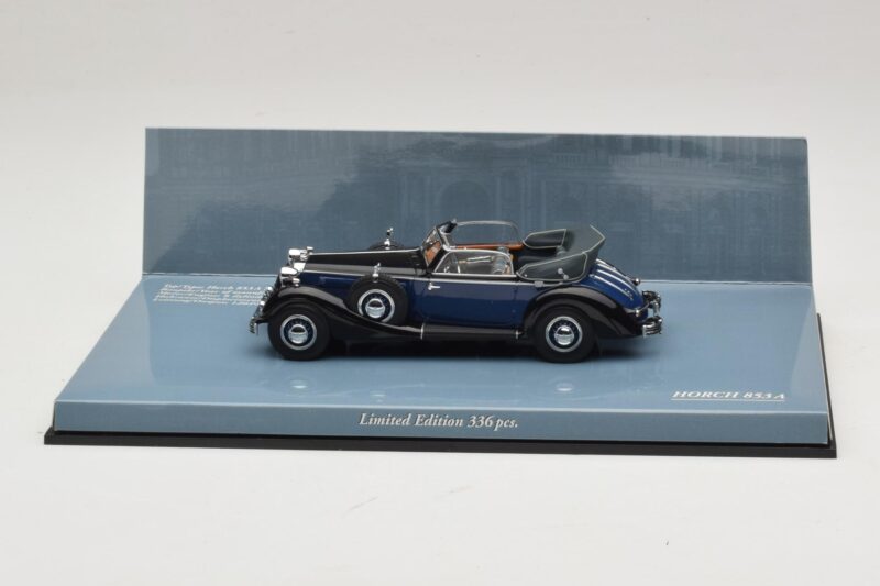 Horch 853 A Sport Cabriolet Čierna Modrá Minichamps 1:43 436012036 Kov