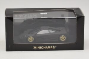 McLaren F1 GTR Prototype Čierna Matná So Zlatými Kolesami Minichamps 1:43 MCLAREN008 Kov – obrázok 4 z 4