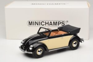 Volkswagen Beetle Kabriolet Čierna Krémová Minichamps 1:18 107054131 Živica – obrázok 6 z 6