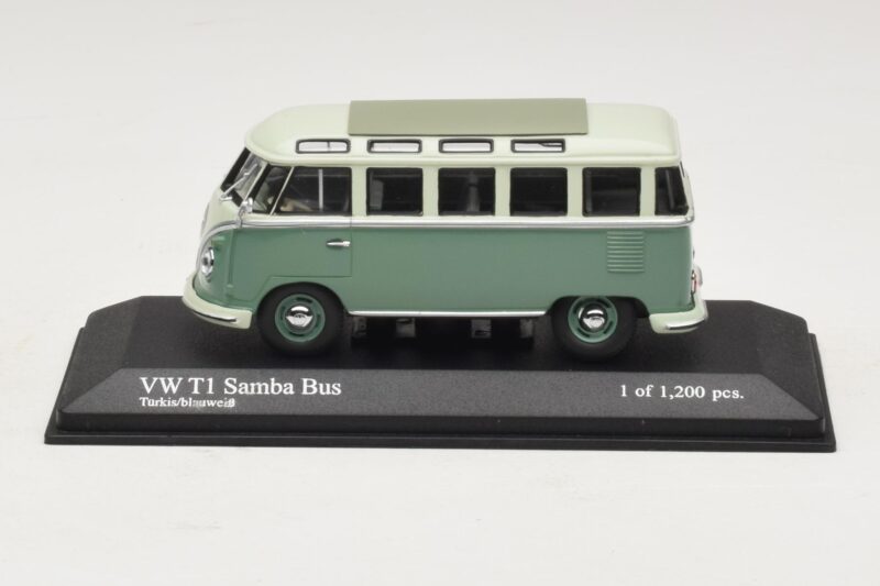 Volkswagen T1 Samba Bus Turkysovo Modrá Biela Minichamps 1:43 430052306 Kov