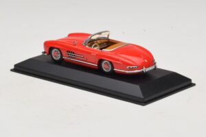 Mercedes 300 SL W198 Červený S Hnedým Interiérom Minichamps 1:43 MB009 Diecast – obrázok 3 z 5