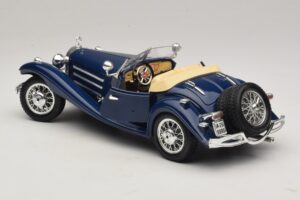 Mercedes 500K Roadster Modrý Bburago 1:20 3070 Kov – obrázok 5 z 8