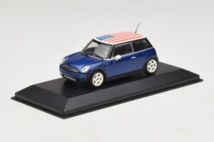 Mini Cooper S R53 Modrý S Americkou Vlajkou Minichamps 1:43 MINI014 Kov – obrázok 2 z 5