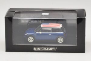 Mini Cooper S R53 Modrý S Americkou Vlajkou Minichamps 1:43 MINI014 Kov – obrázok 5 z 5