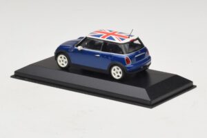Mini Cooper S R53 Modrý S Britskou Vlajkou Minichamps 1:43 MINI026 Diecast – obrázok 3 z 4