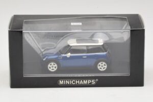 Mini Cooper S R53 Tmavomodrý S Panoramatickou Strechou Minichamps 1:43 MINI021 Kov – obrázok 4 z 4