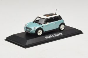 Mini Cooper S R53 Svetlomodrý Metalický S Panoramatickou Strechou Minichamps 1:43 MINI018 Diecast – obrázok 2 z 4
