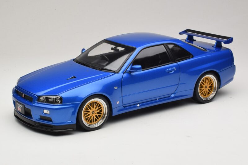 Nissan Skyline GT-R R34 V-Spec II Modrá Metalíza BBS Disky KK-Scale 1:12 KKDC120211-2 Kov