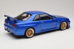 Nissan Skyline GT-R R34 V-Spec II Modrá Metalíza BBS Disky KK-Scale 1:12 KKDC120211-2 Kov – obrázok 3 z 8