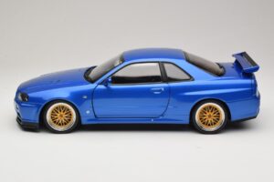 Nissan Skyline GT-R R34 V-Spec II Modrá Metalíza BBS Disky KK-Scale 1:12 KKDC120211-2 Kov – obrázok 4 z 8