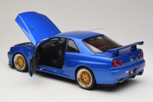 Nissan Skyline GT-R R34 V-Spec II Modrá Metalíza BBS Disky KK-Scale 1:12 KKDC120211-2 Kov – obrázok 5 z 8