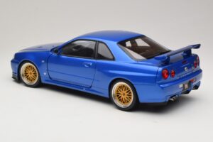 Nissan Skyline GT-R R34 V-Spec II Modrá Metalíza BBS Disky KK-Scale 1:12 KKDC120211-2 Kov – obrázok 7 z 8