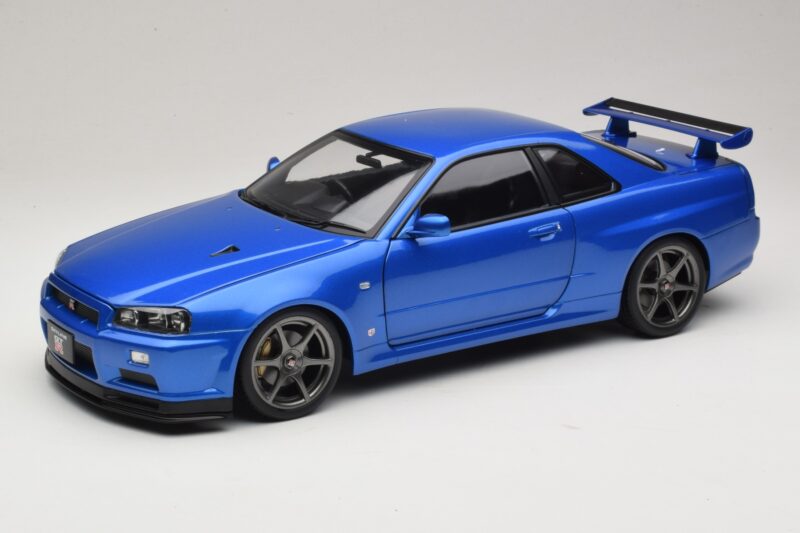Nissan Skyline GT-R R34 V-Spec II Modrá Metalíza OEM Disky KK-Scale 1:12 KKDC120211-1 Kov