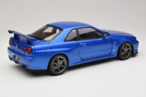 Nissan Skyline GT-R R34 V-Spec II Modrá Metalíza OEM Disky KK-Scale 1:12 KKDC120211-1 Kov – obrázok 3 z 8