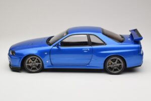 Nissan Skyline GT-R R34 V-Spec II Modrá Metalíza OEM Disky KK-Scale 1:12 KKDC120211-1 Kov – obrázok 4 z 8