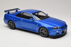 Nissan Skyline GT-R R34 V-Spec II Modrá Metalíza OEM Disky KK-Scale 1:12 KKDC120211-1 Kov – obrázok 6 z 8