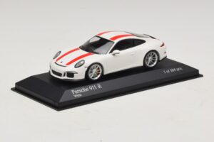 Porsche 911 991.1 R Biely S Červenými Pruhmi Minichamps 1:43 410066220 Diecast – obrázok 3 z 6