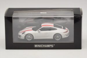 Porsche 911 991.1 R Biely S Červenými Pruhmi Minichamps 1:43 410066220 Diecast – obrázok 6 z 6